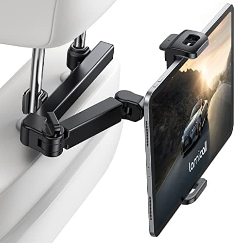 Lamicall Car Headrest Tablet Holder - [Extension Arm] Adjustable iPad Car Mount for Back Seat, Road Trip Essentials for Kids, 4.7-11" Tablet iPad Pro, Air, Mini, Galaxy, Fire, Mom Gift