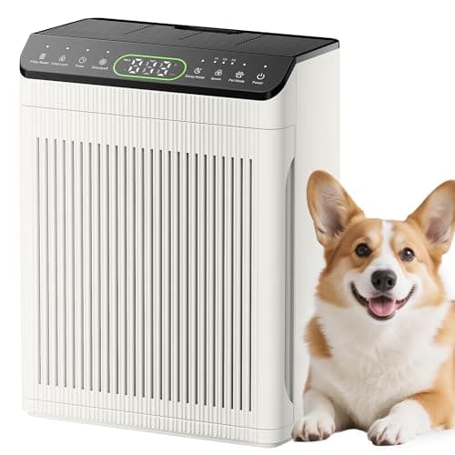 Air Purifiers for Home Large Room up to 2200sq.ft with Washable Filters, EVALIT Air Purifiers for Bedroom with Fragrance, PM 2.5 Display Air Quality Sensor for Smoke Dust Odors, Ivory, 1Pack