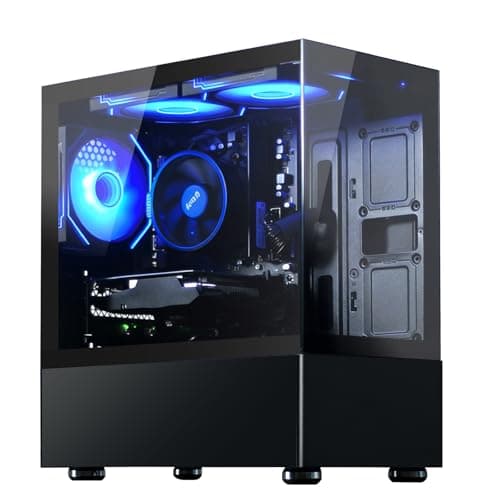 Qehi Desktop Computer Gaming PC Prebuilt Tower,Ryzen 5 3500X, 16GB DDR4 512GB NVMe SSD, RX560 4G Graphics, 7 RGBFans,WiFi 6, for Work|Home|Office|Streaming-Black