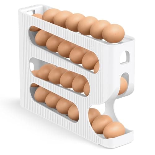 Egg Storage for Fridge, Automatic Rolling Egg Holer for Refrigerator, Countertop, Kitchen - Space-saving Roller/Dispenser/Container/Tray/Organizer for Fridge - 1 Pack for 28 Large-size Eggs