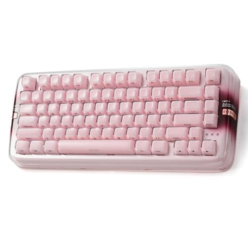 XVX x CoolKiller CK75 SE 75% Tri-Mode Mechanical Keyboard, Gasket Mount Hot-Swap Linear Switch, Crystal Jelly Transparent Keyboard with Full RGB for Gaming and Office-Pink