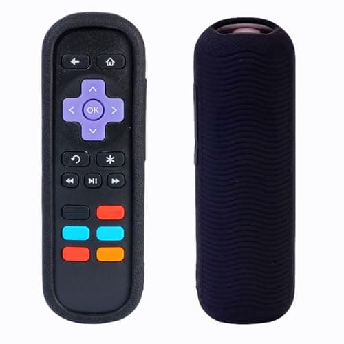 Silicone Remote for Roku Express/Streaming Stick/Premiere - Silicone Remote for TCL Hisense Roku TV Remote Smart TV Anti Slip Remote Sleeve with Loop Protective - Black