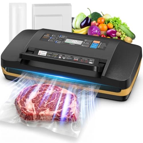 Commercial Vacuum Sealer Machine,95KPa Food Vacuum Sealer Machine,18-in-1 Scelleuse Sous Vide with Double Heat Seal, Dry Moist Damp Modes, Built-in Cutter & Roll Storage,Easy-Lock Handle for Sous Vide