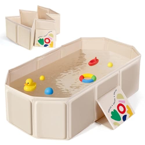Orzbow Collapsible Baby Bathtub, Travel Bath Tub for Baby with Non-Slip Base, Portable Infant Bathtub for Kids Toddler 12 Months+, Easy to Clean, Stable & Durable, Space-Saving, White