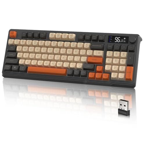 M96 Wireless Gaming Keyboard,Knob Control Bluetooth/2.4G Wireless Mechanical Feeling Keyboard,RGB LED Backlit with Display Screen, PBT Keycap, 2000mAh, 94-Key Layout for Win/Mac (Shimmer)