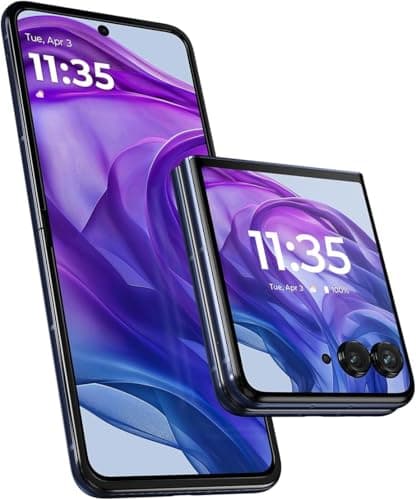Motorola Razr+ Plus 5G 2024 (256GB) AI-Powered, Foldable 6.9" LTPO AMOLED Display, 50MP Dual Camera, Unlocked, (with 45W Fast Charger) - Midnight Blue (Renewed)