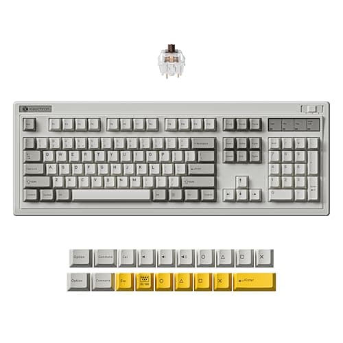 Keychron R6 Retro Wireless Mechanical Keyboard, 100% Full Size Hot Swappable RGB Apex Brown Tactile Switch, QMK Tri-Mode(2.4 GHz/Bluetooth/Wired), Compatible with Mac PC Linux