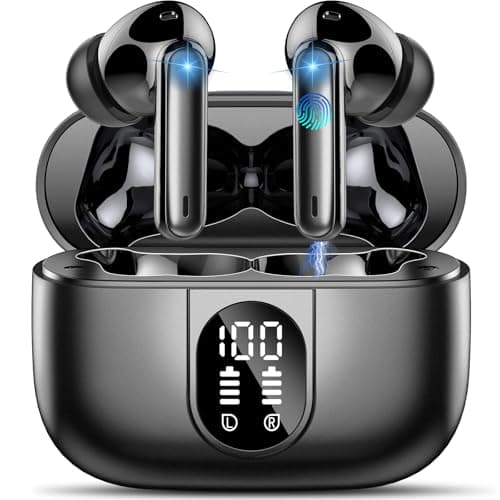 Wireless Earbuds, 2026 Bluetooth 5.3 Headphones HiFi Stereo Ear Bud, 40Hrs Playtime Bluetooth Earbuds with 4 ENC Noise Cancelling Mics, IP7 Waterproof, LED Display Wireless Earphones for Android/iOS
