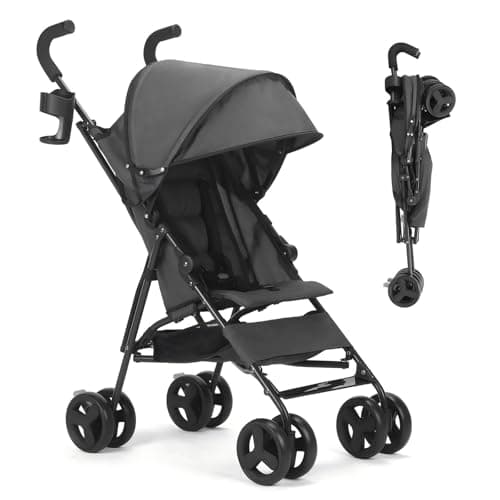 Umbrella Baby Strollers, Lightweight Travel Stroller for Airplane, One-Hand Quick Compact Fold, Adjustable Canopy, Cup Holder, Space-Saving, for 6 to 36 Months