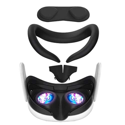 Esimen VR Silicone Mask Pad & Face Cover Compatible with Meta Quest 3 Face Cushion Lens Protector,Nose Guard Sweatproof Washable Lightproof Anti-Leakage (Black for Quest 3)