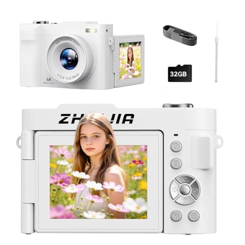 4K Digital Camera for Photography-50MP Autofocus Vlogging Camera with 2.8'' 180° Flip Screen, 18X Digital Zoom-Compact Point and Shoot Camera with 32GB TF for YouTube, Travel, Beginners, White
