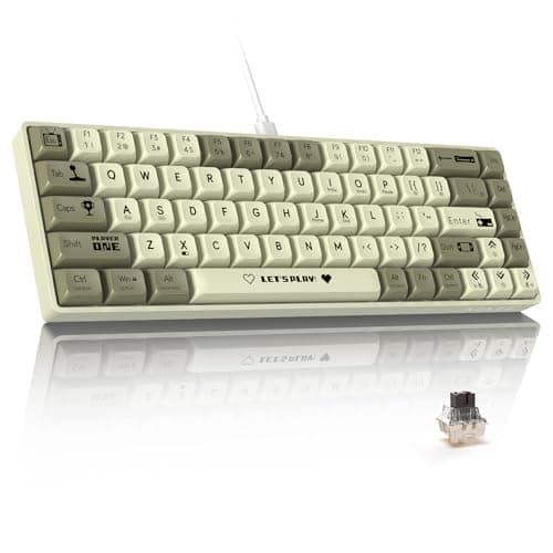 ATTACK SHARK AK680 60% Wired Mechanical Gaming Keyboard,Hot-Swappable,RGB Rainbow Backlit,UV Printing and EVA Sound Control,Fully Anti-Ghosting,Programmable,Brown Switch for Windows/Mac Grey&White