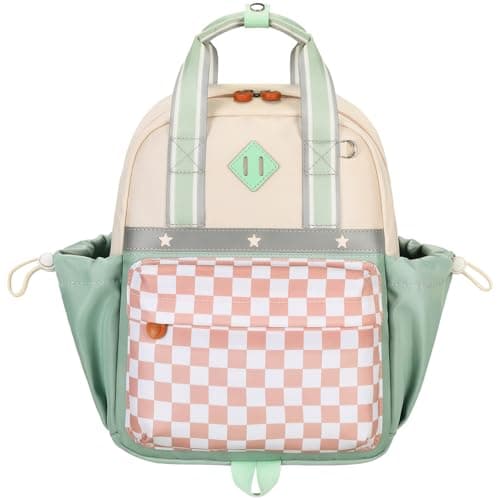 QIXIHU Toddler Backpack for Girls Boys 2-4 Diaper Daycare Bag Preschool Kids Bookbag for Kindergarten Elementary School Green Checkerboard