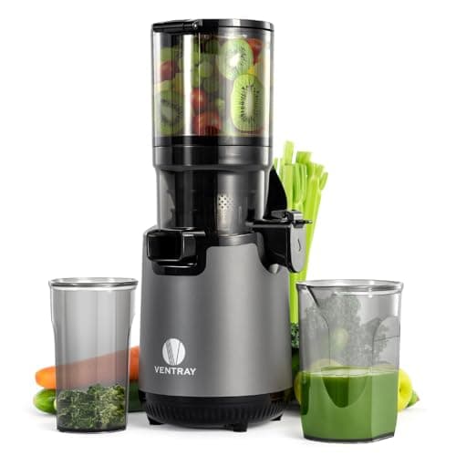 Ventray Cold Press Juicer, Juicer Machine with 5.12'' Extra Large Feed Chute, Slow Masticating Juicer for Whole Vegetables & Fruits, 250w, High Juice Yield, Easy to Clean with Brush