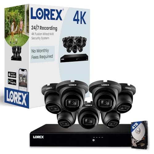 Lorex Classic 4K 16-Ch Wired NVR Security System with 7 IP PoE Dome Cameras | Color Night Vision | Person & Vehicle Detection | Listen-in Audio | IP67 Weatherproof | 4TB HDD Storage No Monthly Fee