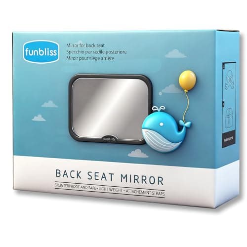 Funbliss Baby Car Mirror Safely Monitor Infant Child in Rear Facing Car Seat,Car Mirror Baby Rear Facing Seat,No Assembly Required, Safer Shatterproof