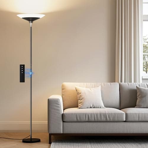 SIBRILLE Torchiere Floor Lamp - 72" Tall LED Standing Lamp with Remote/Button Control, 1800Lm, 3000-6500K, 30W Dimmable Modern Corner Floor Light for Living Room Bedroom Office Apartment