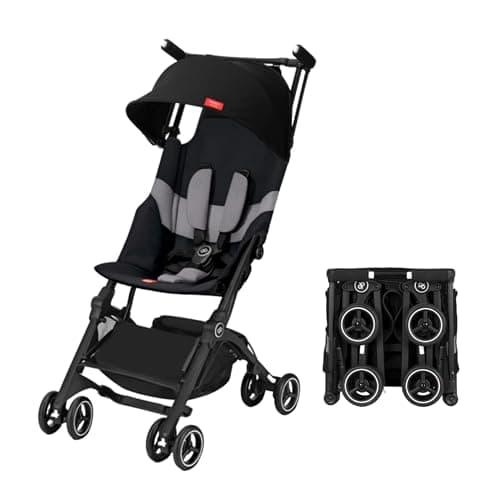 gb Pockit All-Terrain Stroller – Carry-On Compliant, Ultra Compact, Lightweight, Breathable Fabric, Travel-Friendly, Easy Fold, Fits in Overhead Bins, Comfortable for Babies, Velvet Black