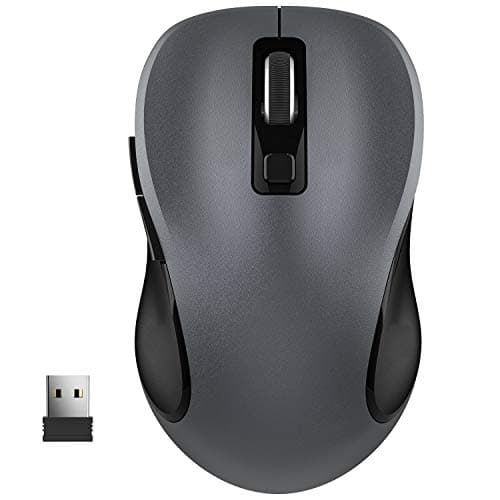 WisFox 2.4G Wireless Mouse for Laptop, Ergonomic Computer Mouse with USB Receiver and 3 Adjustable Levels, 6 Button Wireless Mice for Windows Mac PC Notebook (Grey)