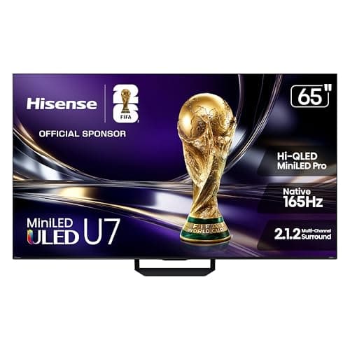 Hisense 65U7SG- 65" Hi-QLED 165Hz Mini-LED PRO Google TV, Hi-View AI Engine PRO, 3000 Nits, Game Mode, 480 Motion Rate, Dolby Vision Gaming, HDR10+ Gaming, 2.1.2 Channel, IMAX Enhanced (2026 Model)