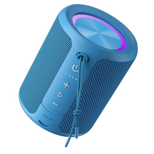 DUDGSIS Portable Bluetooth Speaker Wireless, IPX7 Waterproof Mini Speakers, 20W Loud Stereo Bass, 15H Playtime, BT5.3 & TWS, RGB Light, for Shower/Outdoor/Party/Gift/Stocking Stuffers (Blue)