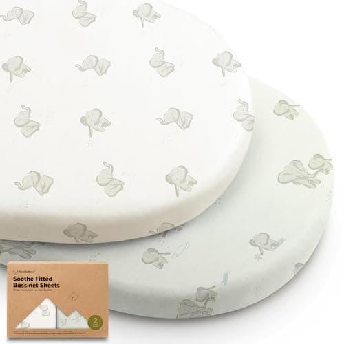 2-pk Organic Baby Bassinet Sheets Boys, Girls, Bassinet Fitted Sheet (Elly)