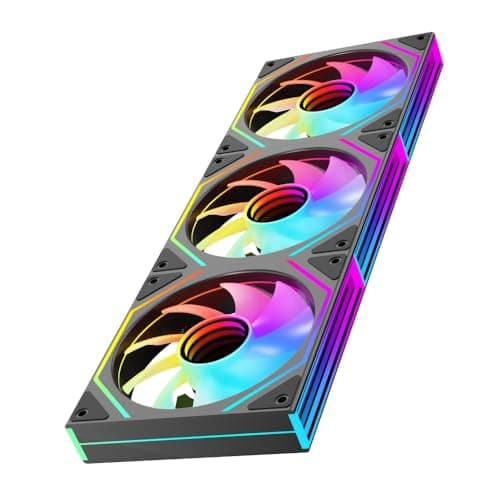 Jungle Leopard Prism4 Ultra X3 120mm ARGB PC Computer Case Fan|Dual Infinite Mirror|9-Blade Design| Motherboard Sync&Daisy Chain|4 Pin PWM 800~1850RPM Cooler Fans(Black Forward Triple Pack)