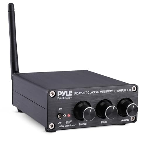 Wireless Bluetooth Desktop Audio Amplifier - 100W + 100W Dual Channel Mini Sound Audio Stereo Receiver System w/RCA, Banana Speaker Terminals, for Home Theater Entertainment via RCA - Pyle PDA22BT