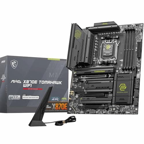 MSI MAG X870E Tomahawk WiFi Gaming Motherboard (AMD Ryzen 9000/8000/7000 Series Processors, AM5, DDR5, PCIe 4.0, M.2, SATA 6Gb/s, USB 3.2 Gen 2, HDMI/DP, Wi-Fi 6E, Bluetooth 5.3, 2.5Gbps LAN, ATX)