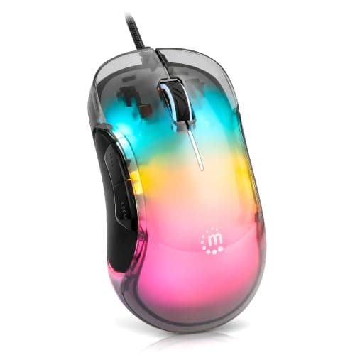 MANHATTAN Wired USB Gaming Mouse - High-Resolution 12,800 DPI - Adjustable RGB LED - 5 ft. Cable - 190381