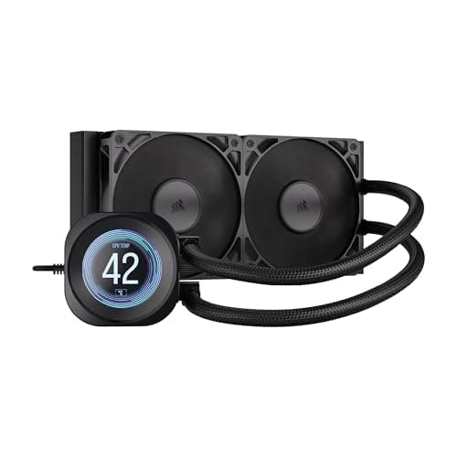 CORSAIR Nautilus 240 RS LCD Liquid CPU Cooler – 2.1" IPS LCD Screen, 240mm AIO, Low-Noise, Daisy-Chain, Intel LGA 1851/1700, AMD AM5/AM4 – 2X RS120 Fans Included – Black