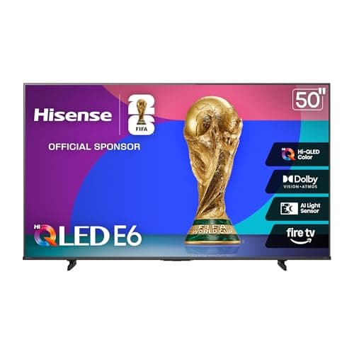 Hisense 50E6SF - 50" E6 Series Hi-QLED 4K UHD Smart Fire TV, AI Light Sensor, Dolby Vision · Atmos, Voice Remote with Alexa, Motion Rate 120, HDR 10+ Adaptive, Game Mode Plus (2026 New Model)