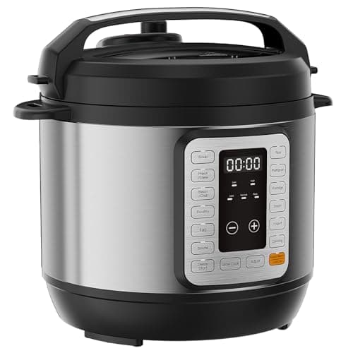 Sweetcrispy 16-in-1 Electric Pressure 6QT, 12-Preset Multi Cooker with Ceramic Pot, Slow Cook Rice Steamer Sauté Soup Yogurt Maker and More, Recipe Book