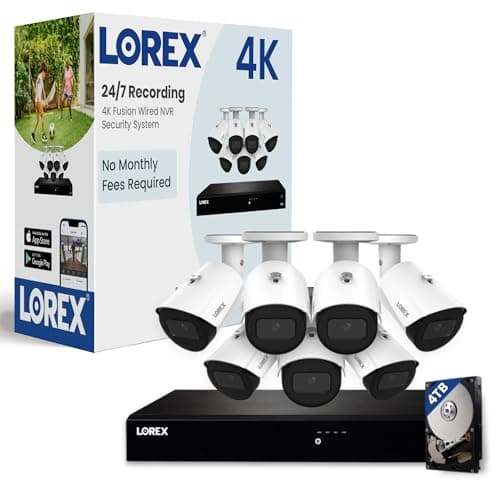 Lorex Fusion Series 4K 16-Channel 4TB Wired NVR System with 7 IP Bullet Cameras | Color Night Vision | Smart Motion Detection | IP67 Weatherproof | Built-in Microphone