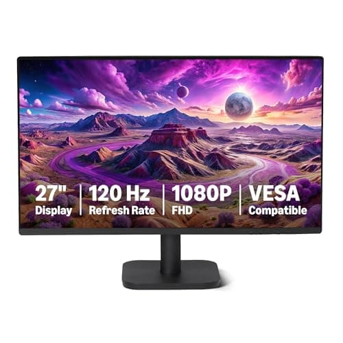 Amazon Basics 27-inch (68.58 cm) Computer Monitor, 120 Hz, 1080P, IPS, HDMI, DisplayPort, VESA Compatible for Office, Home