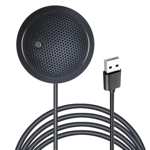 Fyvadio USB Microphone,Desktop Computer Mic, USB Conference Microphone with Mute Key, Plug & Play 360°Omnidirectional Condenser PC Laptop Mics,for Online Calls/Class/Recording Video (Not a Speaker)