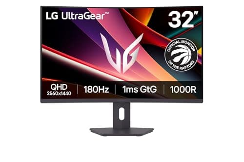 LG 32G600A-B 32-inch Ultragear™ QHD (2560 x 1440) 1000R Curved Gaming Monitor 180Hz, 1ms, AMD FreeSync™ Premium, HDMI, Display Port, Tilt/Height/Swivel Adjustable Stand, Black