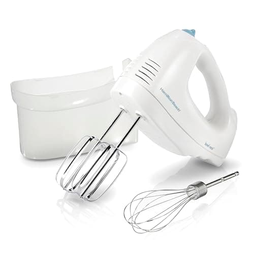 Hamilton Beach 6-Speed Electric Hand Mixer for Baking, 250W, QuickBurst, Snap-On Storage Case, Traditional Beaters & Whisk, White (62682G)