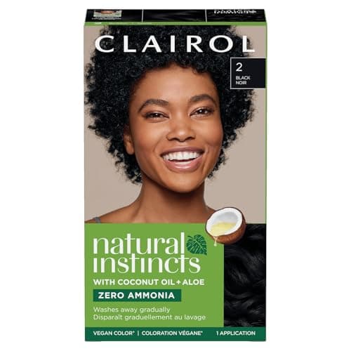 Clairol Natural Instincts Demi-Permanent Hair Dye, 2 Black | Ammonia‑Free, Vegan Hair Color with Coconut Oil & Aloe Vera | Pack of 1