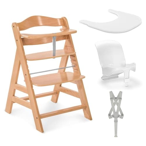 hauck Alpha+ Wooden Highchair Set – 2026 Edition | Exclusive Canada Release | Adjustable, Grows with Child, FSC-Certified Wood