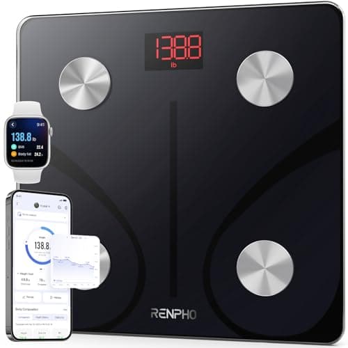 RENPHO Body Fat Scale, Smart Scale for Body Weight, BMI Digital Bathroom Weight Scale, Body Measurements with Smartphone App sync with Bluetooth, 400 lbs - Black, Elis 1