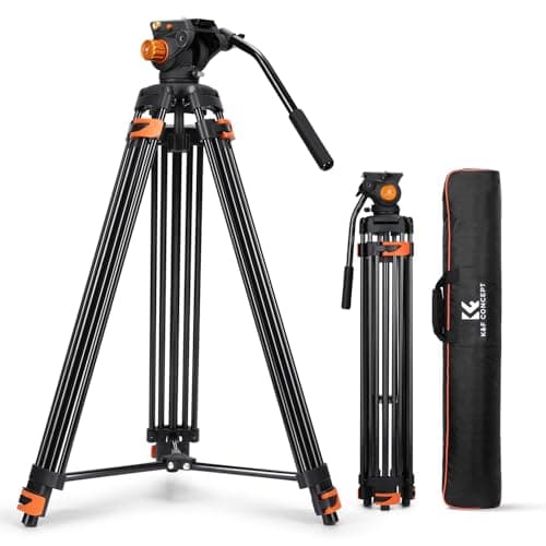 K&F CONCEPT 80"/202cm Video Tripod with Fluid Head, Aluminum Heavy Duty Camera Tripod with QR Plate, Compatible with Canon/Nikon/Sony, DSLR, Mirrorless, Camcorder, Video Cameras, Max Load 17.6lb