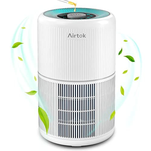 AIRTOK Air Purifiers for Bedroom Home, H13 True HEPA Air Filter for Smoke, Dust, Odors, Pollen, Pet Dander 99.97% Removal, Air Purifiers Large Room with Fragrance Sponge, White