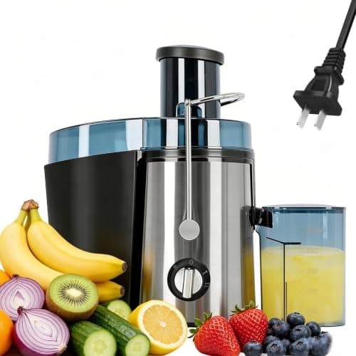 1000W Fast Juicer Machine, Easy Clean Centrifugal Juice Extractor, 2.7inch Wide Mouth Feed Chute High Juice Yield Fruit&Vegetable Juice Maker for Home Kitchen Stainless Steel,BPA-free,Simple Assemble