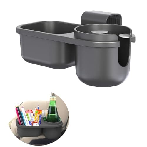 Child Cup Holder with Snacks Holder for Convertible Car Seats, Convertible Cup Holder, Stroller Cup Holder with Snack Pod Compatible with Most Convertible Car Seats- Black.