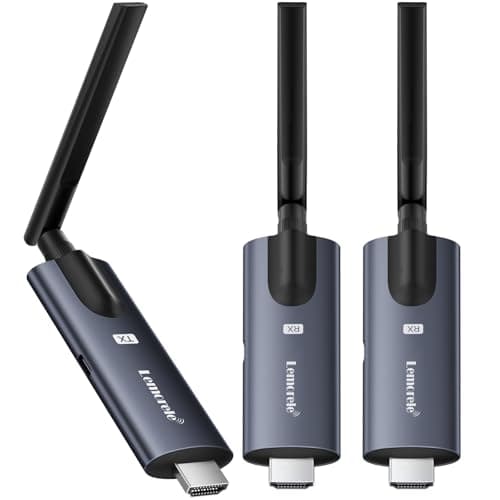 Lemorele Wireless HDMI Transmitter and Receiver, Aluminum Alloy Deep Gray, 5Ghz up to 656ft, 1080P 60Hz, Plug and Play with TuTuPlay App Monitor, for Security, Streaming, Home Theater, PC/TV. 1TX+2RX