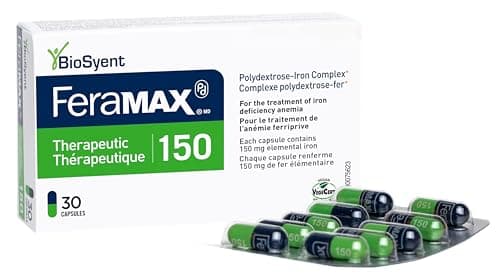 FeraMAX Pd 150 Iron Supplement - Once Daily High Dose Iron Supplement No.1 Recommended Treatment for Iron Deficiency Anemia - 150mg of Elemental Iron per Capsule, 30 Capsules