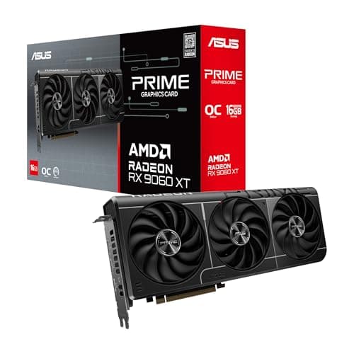 ASUS Prime Radeon™ RX 9060 XT 16GB GDDR6 OC Edition Graphics Card (PCIe 5.0, HDMI/DP 2.1, 2.5-Slot Design, axial-tech Fans, Dual Ball Fan Bearings, Dual BIOS, GPU Guard)