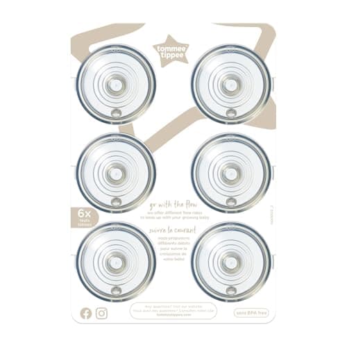 Tommee Tippee Natural Start Baby Bottle Nipples, Medium Flow, 3m+, Pack of 6 Soft Silicone Breast-Like Bottle Nipples for a Natural Latch with Anti-Colic Valve