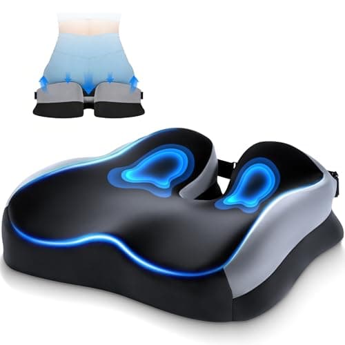 Ergonomic Car Seat Cushion, Memory Foam Seat Cushion for Hemorrhoid&Tailbone Pain Relief&Long Sitting Comfort, Portable Office Chair Cushion with Adjustable Strap for Driving/Gaming/Office/Home/Travel